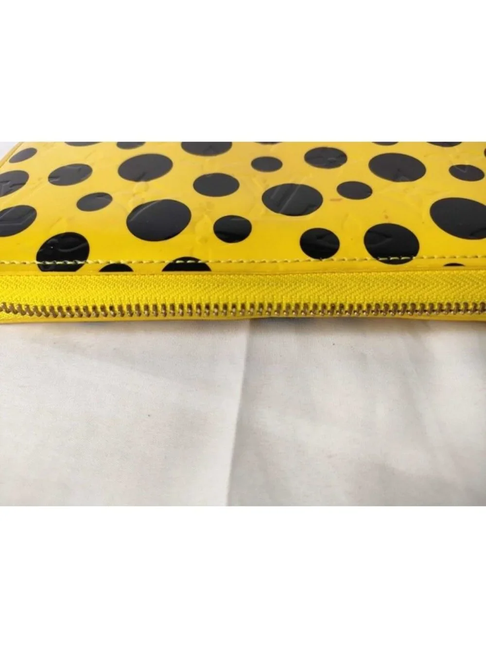 Louis Vuitton Wallet Zippy Yellow Black Yayoi Kusama Dot Infinity Gold
